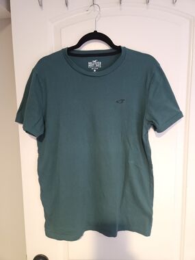 Hollister Men's Teal Crew Neck T-Shirt